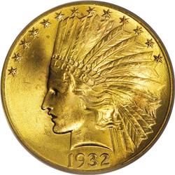 1932 $10 MS65 PCGS. Orange, sky-blue, and yellow-gold