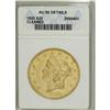1850 $20 --Cleaned--ANACS. AU55 Details. This sharply d