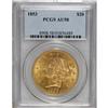 Image 1 : 1853 $20 AU58 PCGS. A wonderful near-Mint example with
