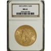 Image 1 : 1873 $20 Open 3 MS61 NGC. This brownish-gold example i