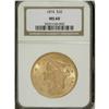 Image 1 : 1874 $20 MS60 NGC. This Type Two double eagle issue is