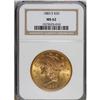 Image 1 : 1883-S $20 MS62 NGC. Sharply struck with intense cartw