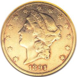 1891-CC $20 XF40 NGC. The minuscule mintage of only 5,