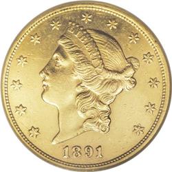 1891-CC $20 --Improperly Cleaned--NCS. AU Details. Well