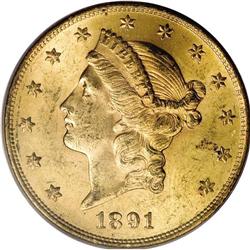 1891-S $20 MS63 PCGS. Among the S-mint twenties from t
