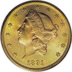1891-S $20 MS63 PCGS. An issue that is available in Mi