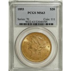 1893 $20 MS63 PCGS. A highly attractive example that i