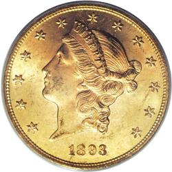 1893 $20 MS64 PCGS. While the 1893 twenty dollar is pl