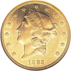 1893-CC $20 AU55 NGC. Rusty Goe writes, "Whether or no