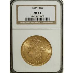 1895 $20 MS63 NGC. A frosty, well struck, and attracti