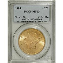 1895 $20 MS63 PCGS. Well struck and nicely preserved,