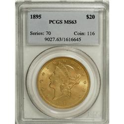 1895 $20 MS63 PCGS. A lustrous Liberty twenty with ori