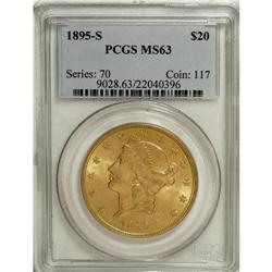 1895-S $20 MS63 PCGS. An attractive Mint State piece,