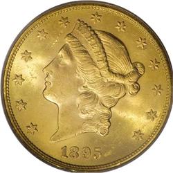 1895-S $20 MS64 PCGS. An attentively struck and expect