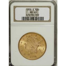 1896-S $20 MS63 NGC. The upper shield has a few concea