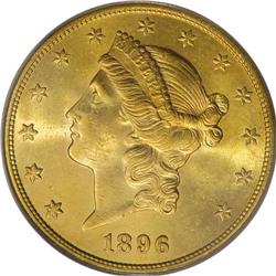1896-S $20 MS64 PCGS. This gorgeous example just misse