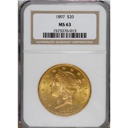 1897 $20 MS63 NGC. Well struck with pleasing coloratio