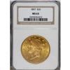 Image 1 : 1897 $20 MS63 NGC. Well struck with pleasing coloratio
