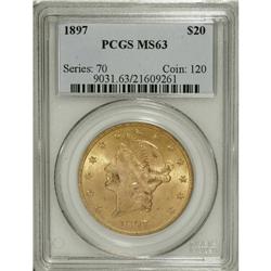 1897 $20 MS63 PCGS. Well struck and highly lustrous, w