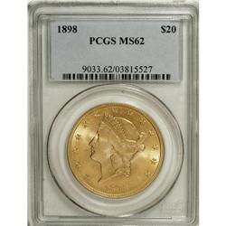 1898 $20 MS62 PCGS. This low-availability date has ple