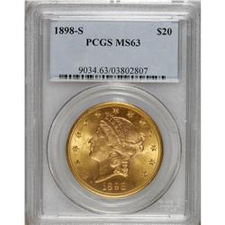 1898-S $20 MS63 PCGS. An attractive Select double eagl