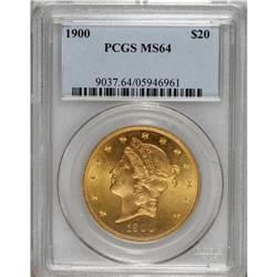 1900 $20 MS64 PCGS. Modestly reflective with just a to