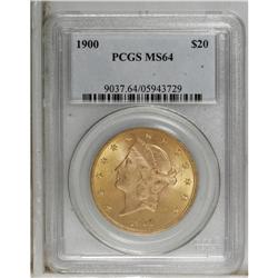 1900 $20 MS64 PCGS. A green-gold beauty with excellent