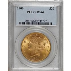 1900 $20 MS64 PCGS. Sharply struck, with pleasing lust