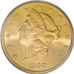 1900-S $20 MS64 PCGS. Bright, sparkling mint luster ch