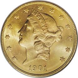 1901-S $20 MS63 PCGS. The impressive cartwheel luster