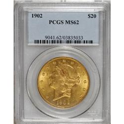 1902 $20 MS62 PCGS. Lustrous and generally clean with