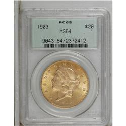 1903 $20 MS64 PCGS. An attractively preserved and lust