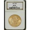 Image 1 : 1903 $20 MS64 NGC. This near-Gem double eagle is well