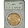 Image 1 : 1904 $20 MS63 PCGS. A lot of coin for the grade, this