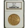 Image 1 : 1906 $20 MS62 NGC. Of the 69,596 pieces coined, only a