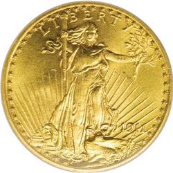 1911 $20 MS64 PCGS. 1911 dated Saint-Gaudens double ea