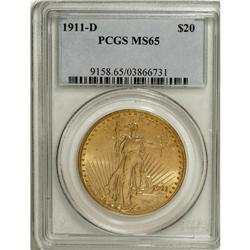 1911-D/D $20 MS65 PCGS. Breen-7383. Two mintmarks are
