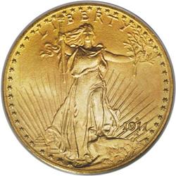 1911-D/D $20 MS66 PCGS. Repunched Mintmark, FS-501. Th