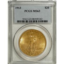1913 $20 MS63 PCGS. As World War I approached, mintage