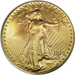 1913 $20 MS64 PCGS. This sun-gold near-Gem offers comp