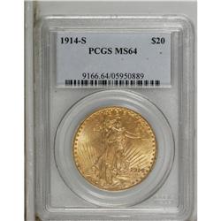1914-S $20 MS64 PCGS. This shimmering and exquisitely