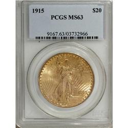 1915 $20 MS63 PCGS. Boldly struck with lime-green and