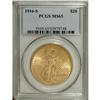 Image 1 : 1916-S $20 MS65 PCGS. A yellow-gold twenty that has dy