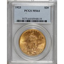 1923 $20 MS64 PCGS. A lovely display of deep rose-gold