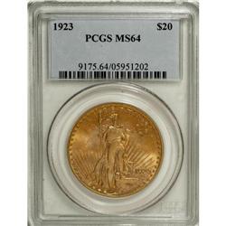 1923 $20 MS64 PCGS. This near-Gem 1923 double eagle di