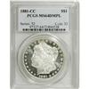Image 1 : 1881-CC S$1 MS64 Deep Mirror Prooflike PCGS. Icy devic