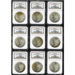 1881-S S$1 MS65 NGC, nine pieces, highly lustrous with
