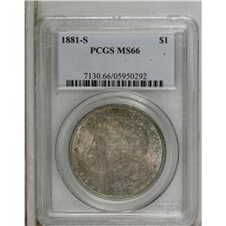 1881-S S$1 MS66 PCGS. Variegated cobalt-blue, lavender