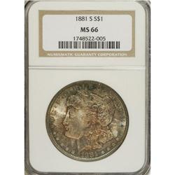 1881-S S$1 MS66 NGC. Rich orange-gold toning graces th