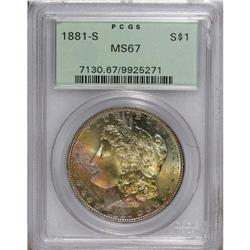1881-S S$1 MS67 PCGS. The reverse of this highly lustr